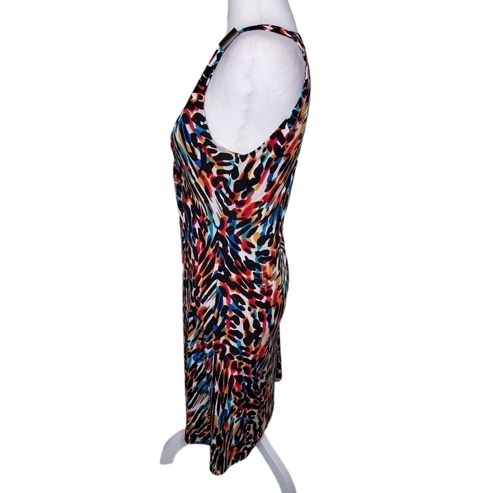 Kenneth Cole Multicolor Animal Print Fit and Flare Sleeveless Midi Dress Sz S - Picture 4 of 9